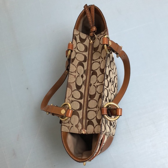 Coach Gallery Signature Tote Tan Signature Canvas Leather - Picture 8 of 9